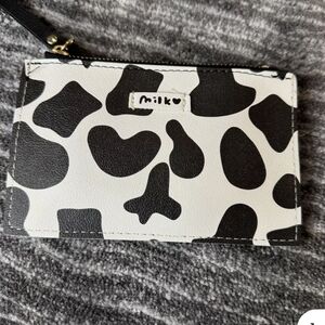 Milk Cow Print Wallet Small Black White